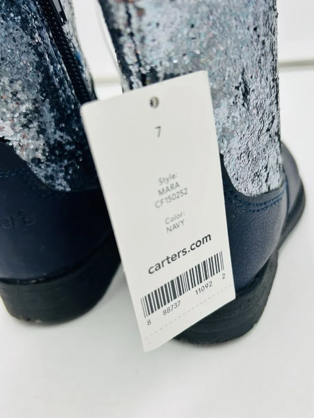 Carter's Toddler Girls Mara Navy Blue Glitter Boot Bootie Size 7 NEW